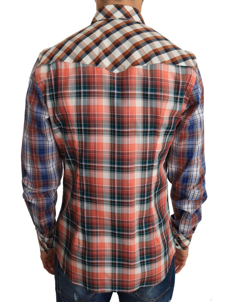 Multicolor Check Cotton Slim Fit Shirt