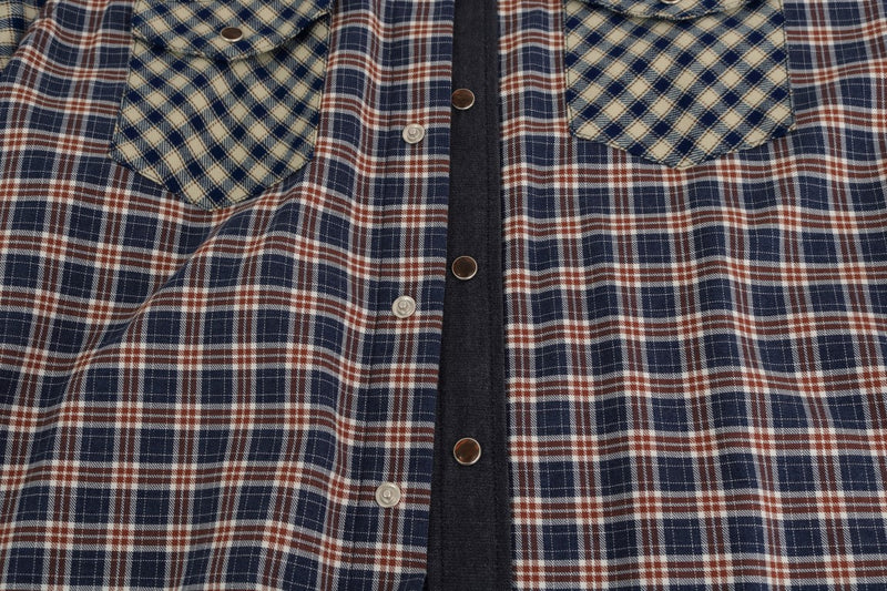Blue Red Check Cotton Slim Fit Shirt