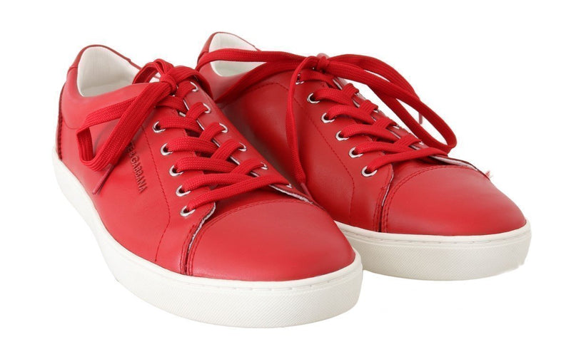 Red Leather Mens Casual Sneakers