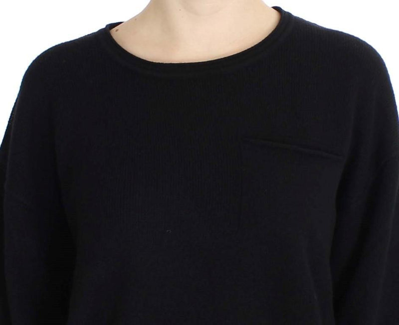 Black Cashmere Crewneck Pullover Sweater