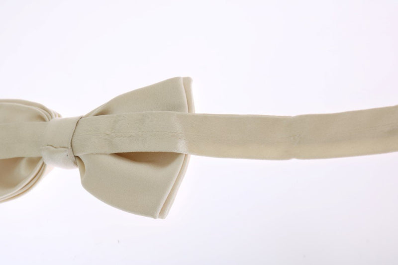 Beige Solid Silk Bowtie