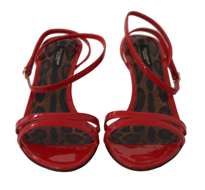 Red Shiny Leather Heels Sandals