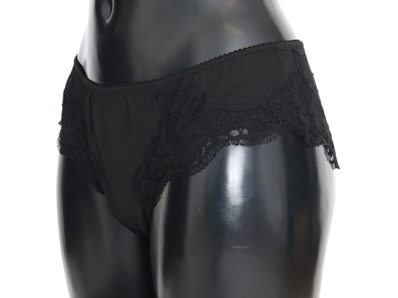 Black Lace Stretch Silk Underwear
