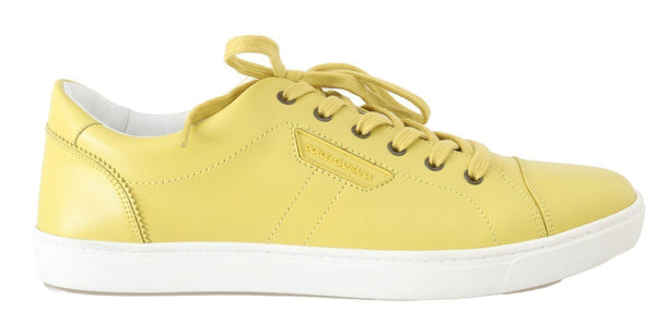 Yellow Leather Mens Casual Sneakers