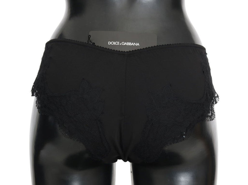 Black Lace Stretch Silk Underwear