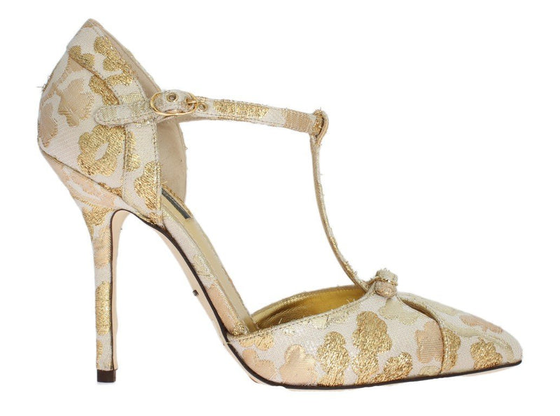 Gold Floral Brocade Pumps