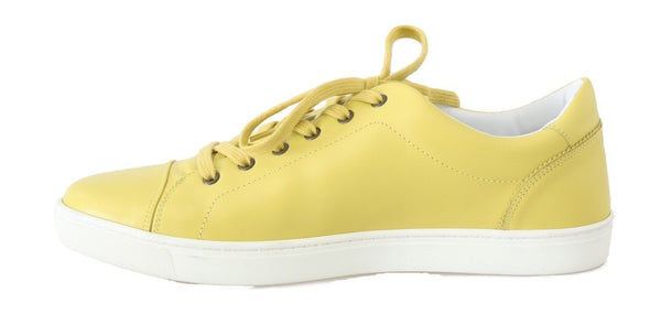 Yellow Leather Mens Casual Sneakers