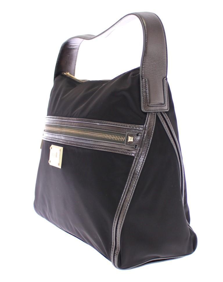 Black Gold Zipper Hobo Shoulder Bag