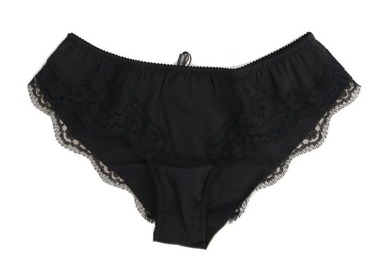 Black Lace Stretch Silk Underwear