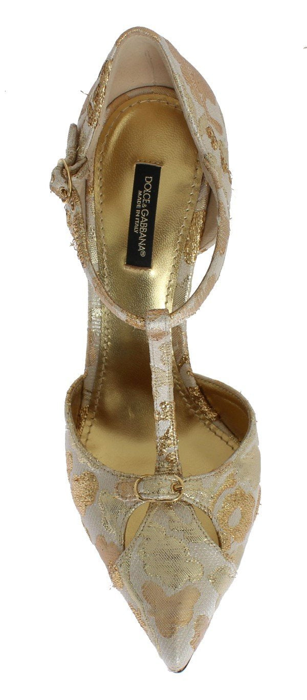 Gold Floral Brocade Pumps