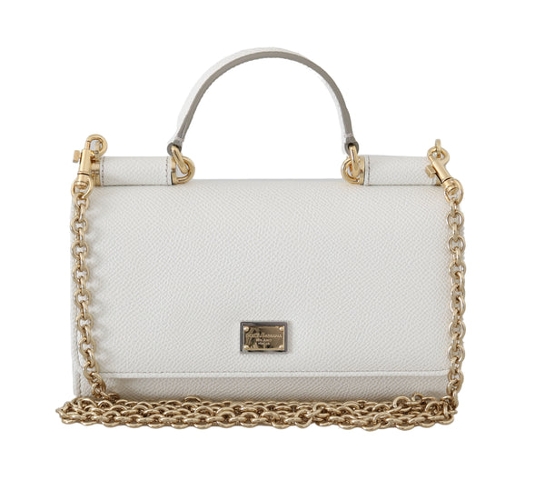 Sicily VON White Leather Hand Shoulder Bag