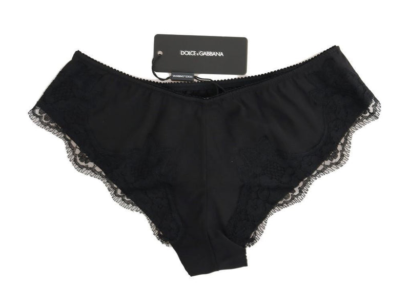 Black Lace Stretch Silk Underwear