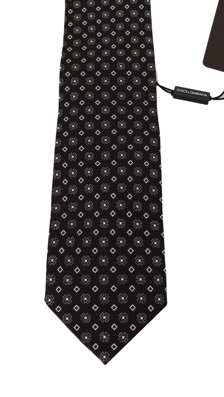 Black Silk Patterned Wide Tie