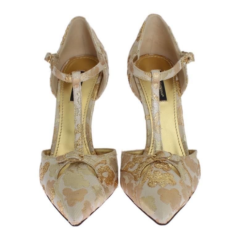 Gold Floral Brocade Pumps