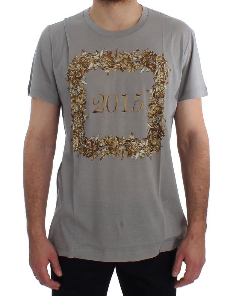 Crewneck 2015 Motive Print Gray Cotton T-shirt