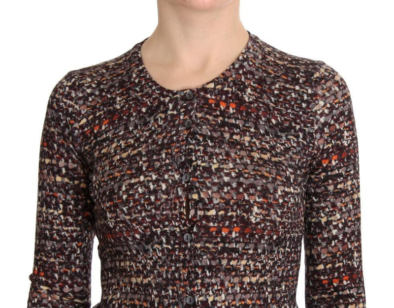 Brown Wool Crewneck Top Cardigan Sweater