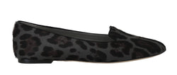 Black Gray Leopard Pony Hair Loafers Shoes