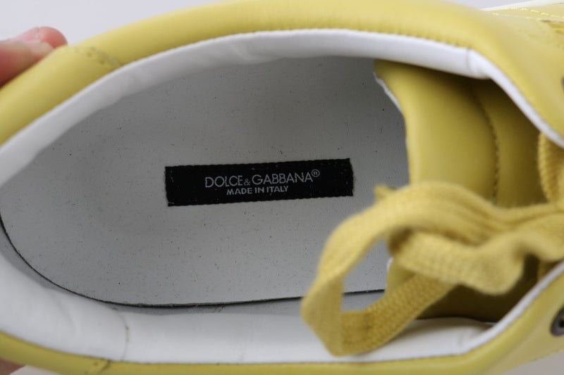 Yellow Leather Mens Casual Sneakers