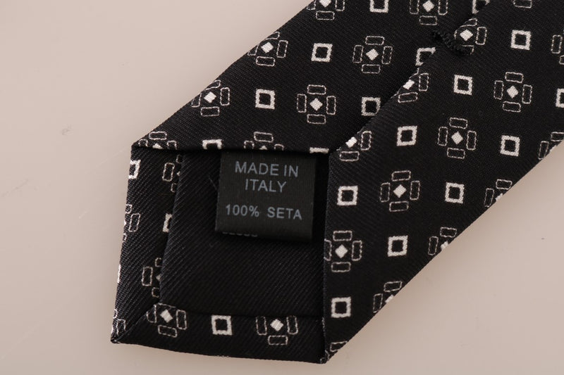 Black Silk Patterned Wide Tie