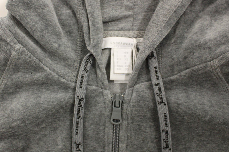 Gray zipper hooded cotton sweater