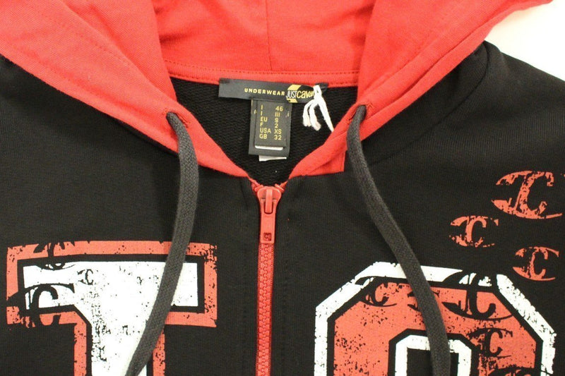Red zipper hooded cotton sweater