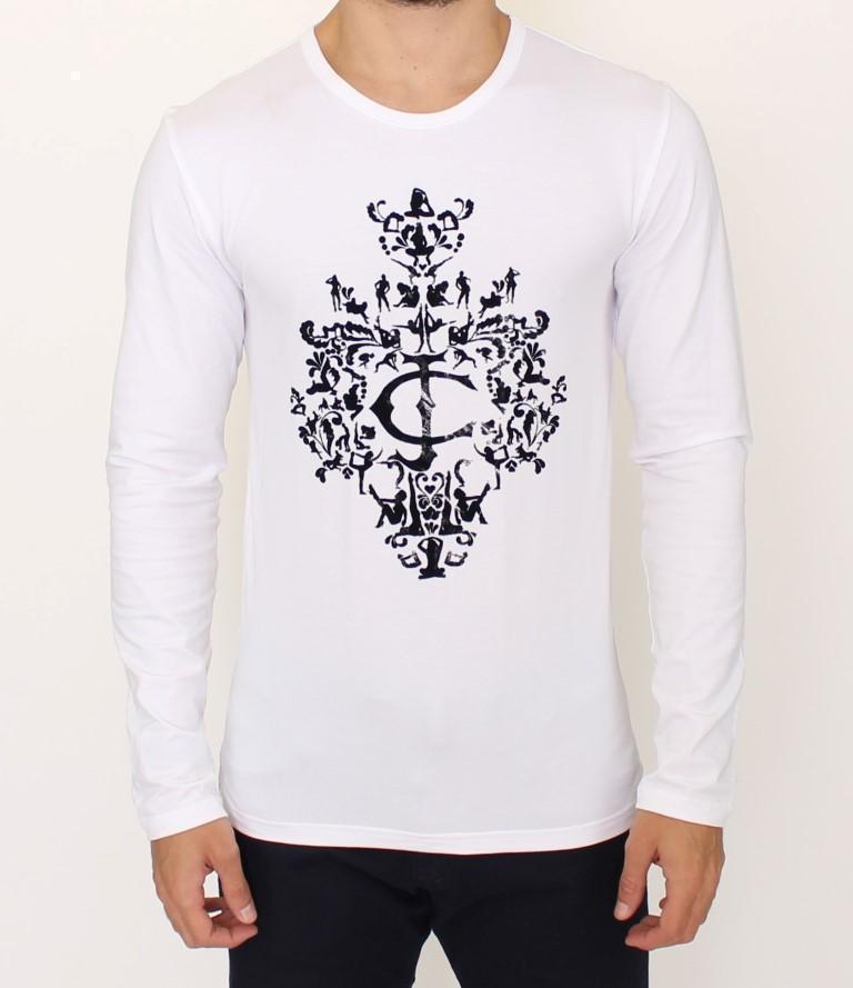 White crewneck stretch sweater