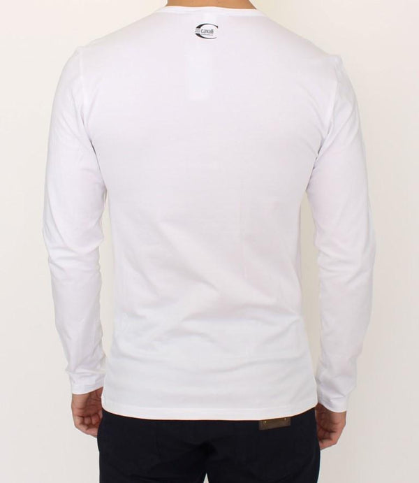 White crewneck stretch sweater