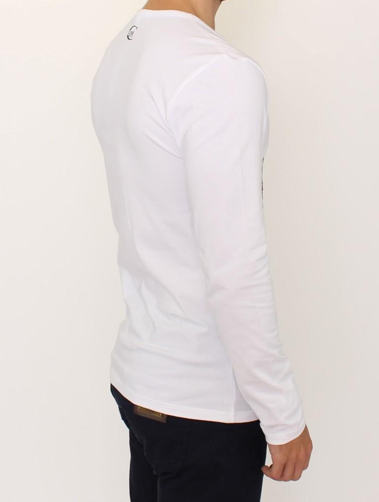 White crewneck stretch sweater