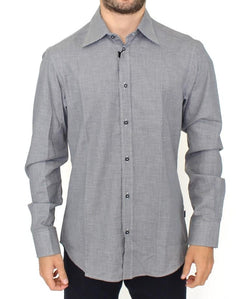 Gray checkered cotton button shirt