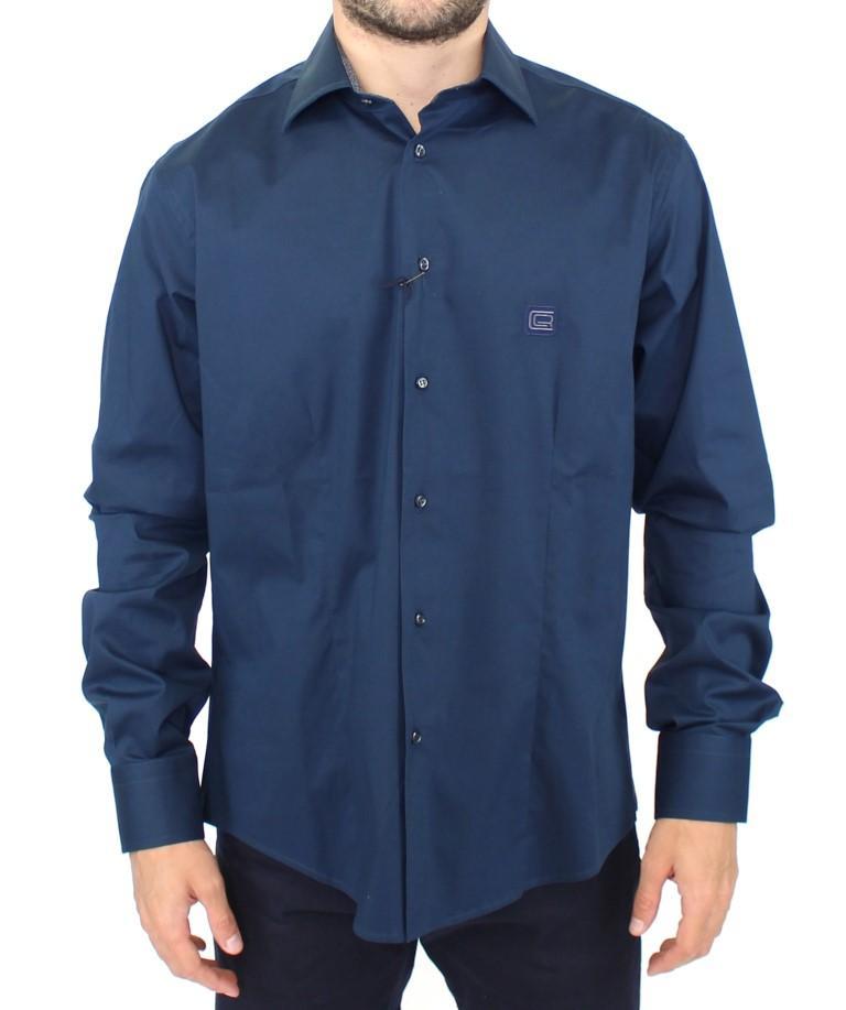 Blue stretch cotton shirt