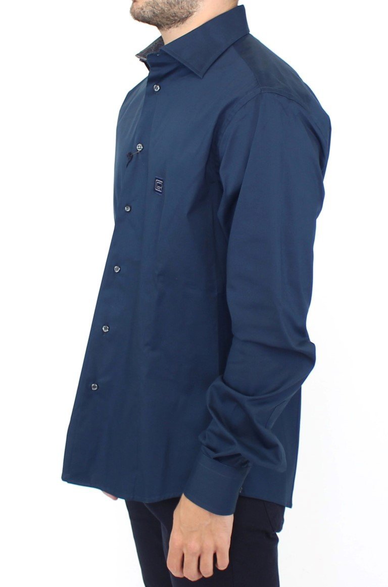 Blue stretch cotton shirt