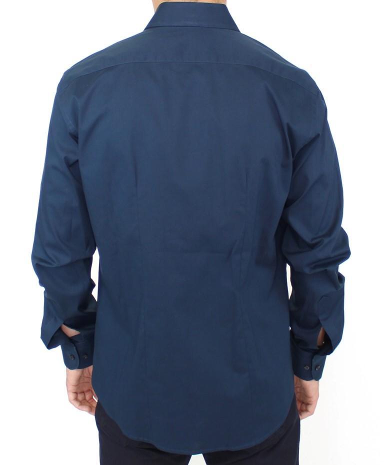Blue stretch cotton shirt