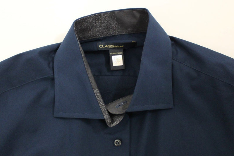 Blue stretch cotton shirt