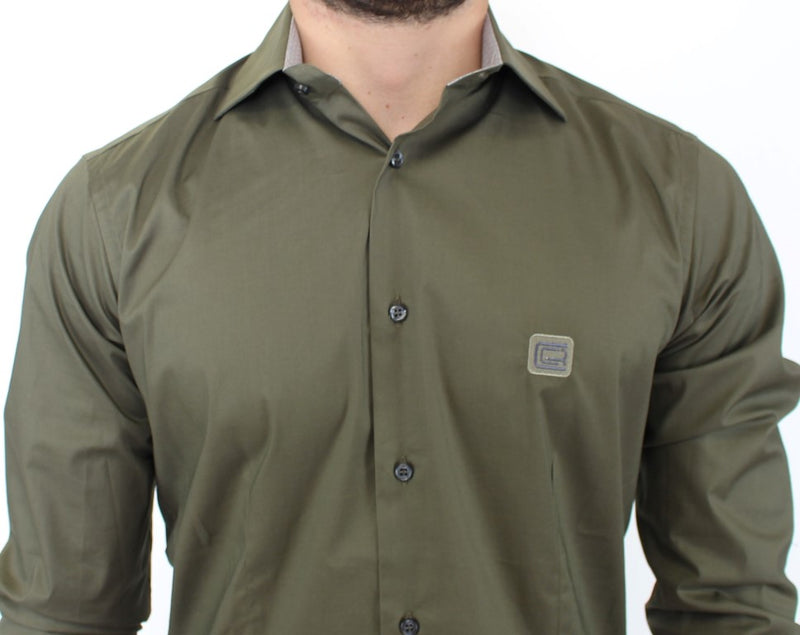 Green stretch cotton shirt