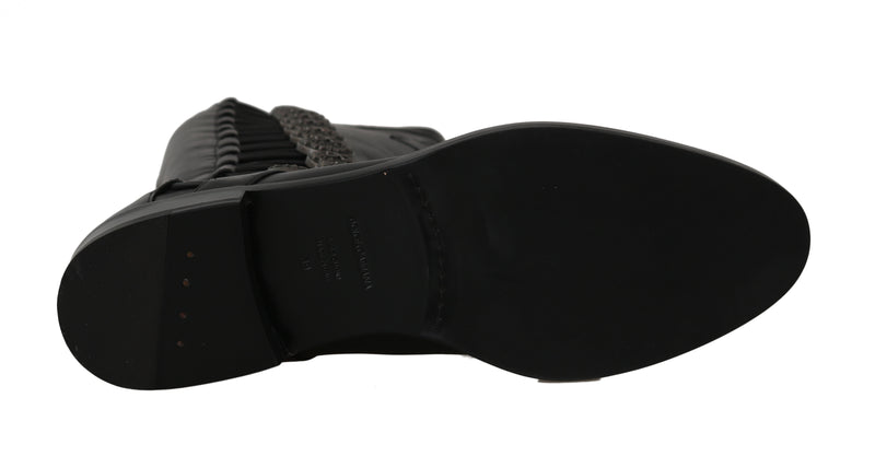Black Leather Biker DG Logo Boots
