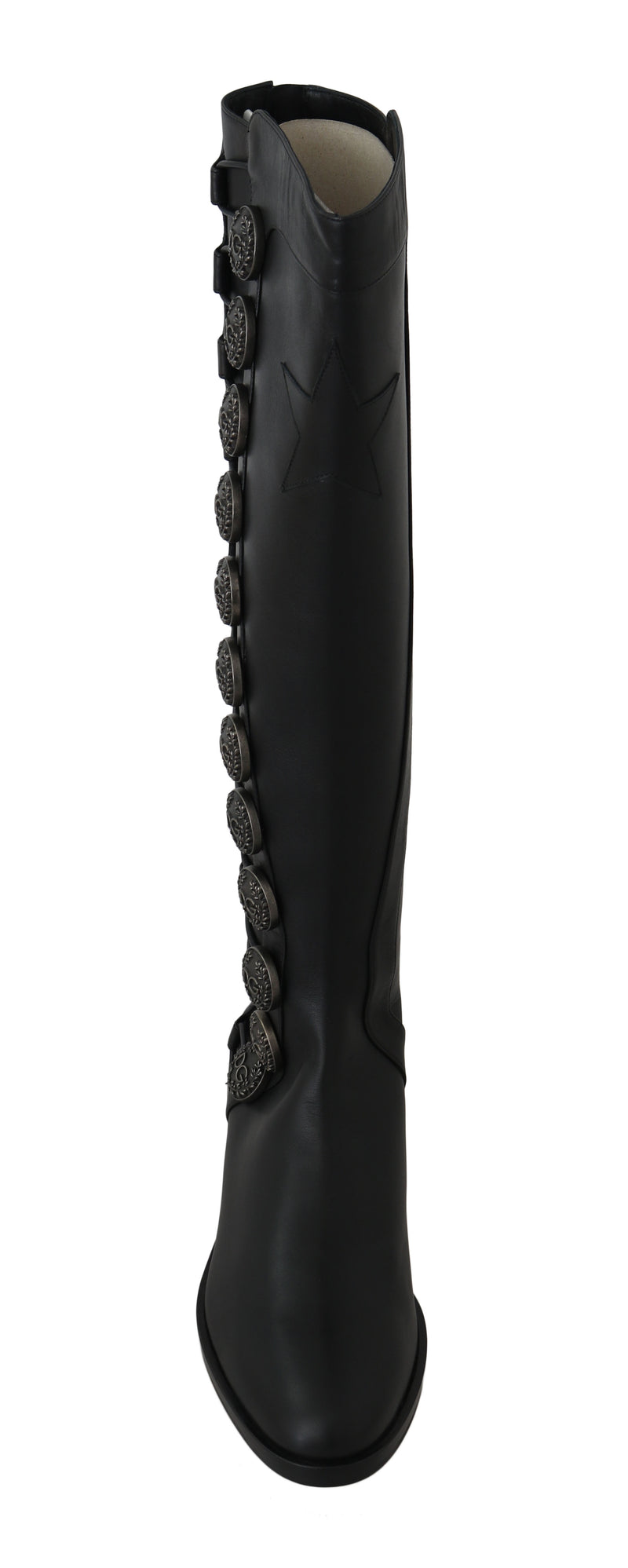 Black Leather Biker DG Logo Boots