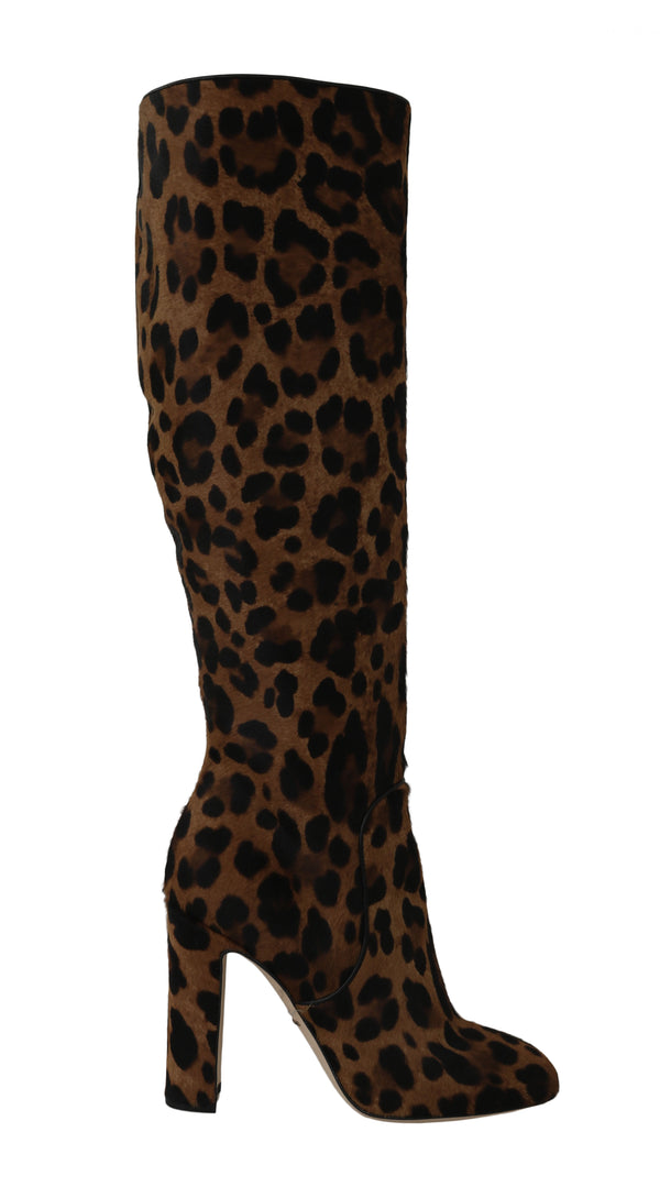 Brown Leopard Pony Hair Boots