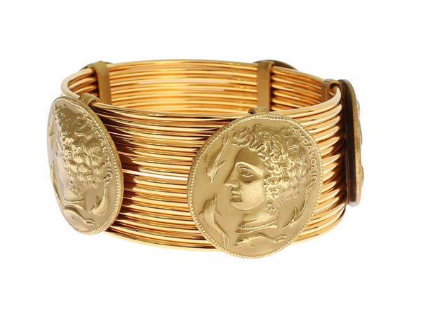 MONETE Gold Brass SICILY Coin Wide Bracelet