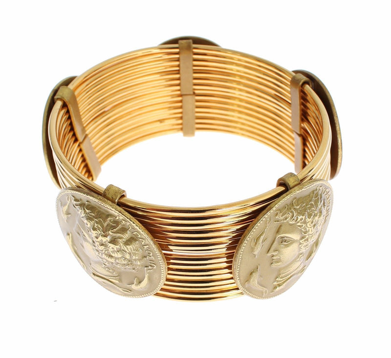 MONETE Gold Brass SICILY Coin Wide Bracelet