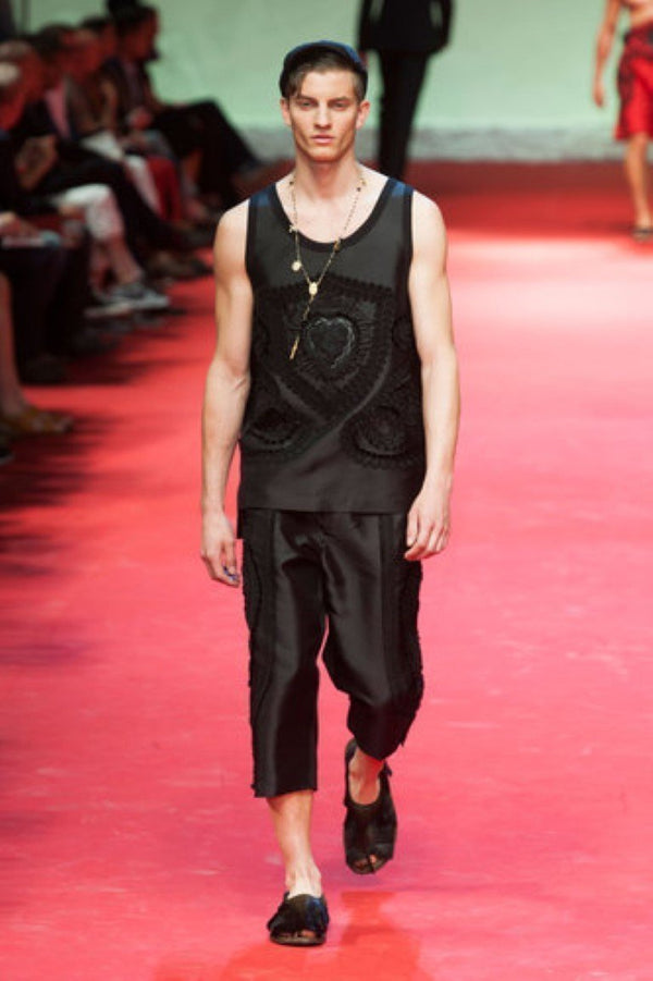 Black TORERO Silk Sleeveless T-shirt