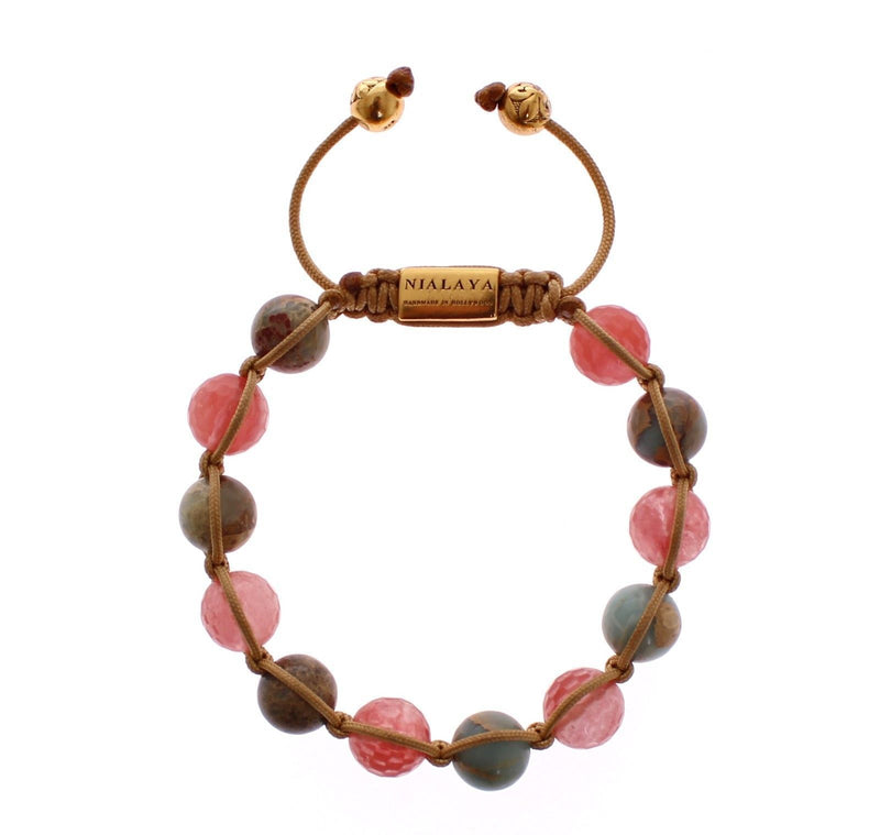 Cherry Quartz Opal 18K Gold 925 Silver Bracelet