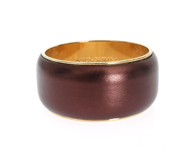 Purple Leather Gold Brass Bracelet