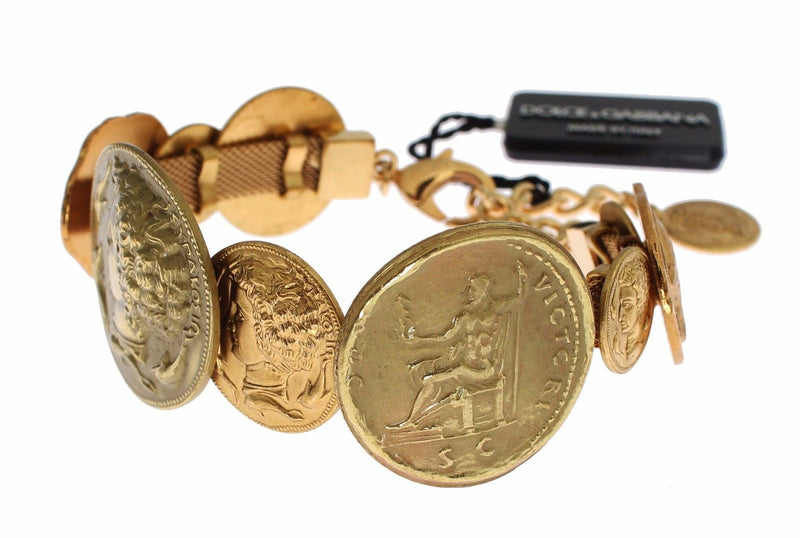 Gold Brass MONETE SICILY Coin Bracelet