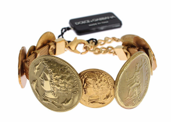 Gold Brass MONETE SICILY Coin Bracelet