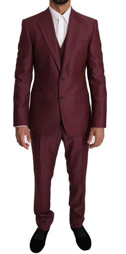 Purple Wool 3 Piece Double Breasted Suit