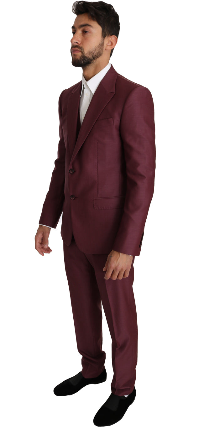 Purple Wool 3 Piece Double Breasted Suit