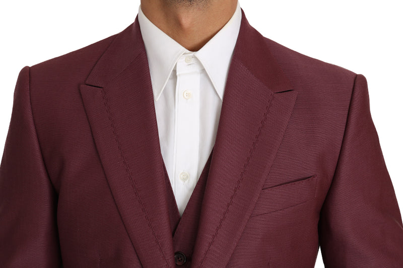 Purple Wool 3 Piece Double Breasted Suit