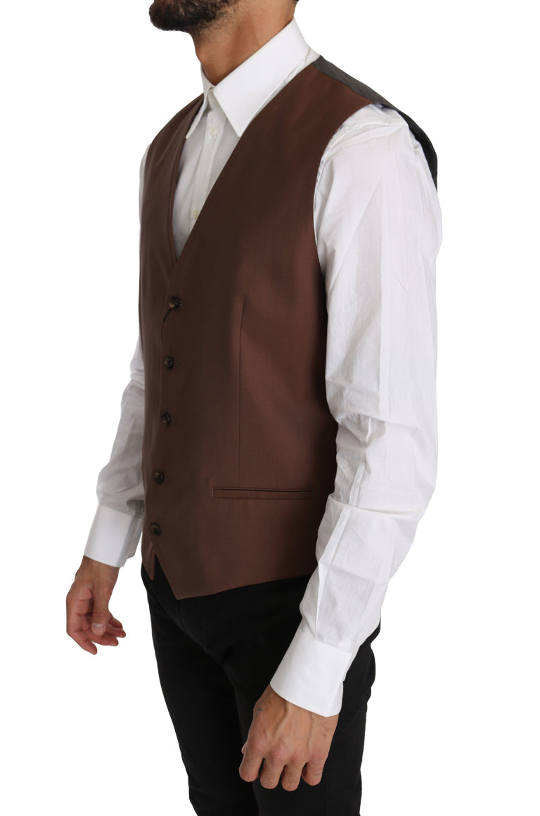 Brown Wool Silk Waistcoat Vest