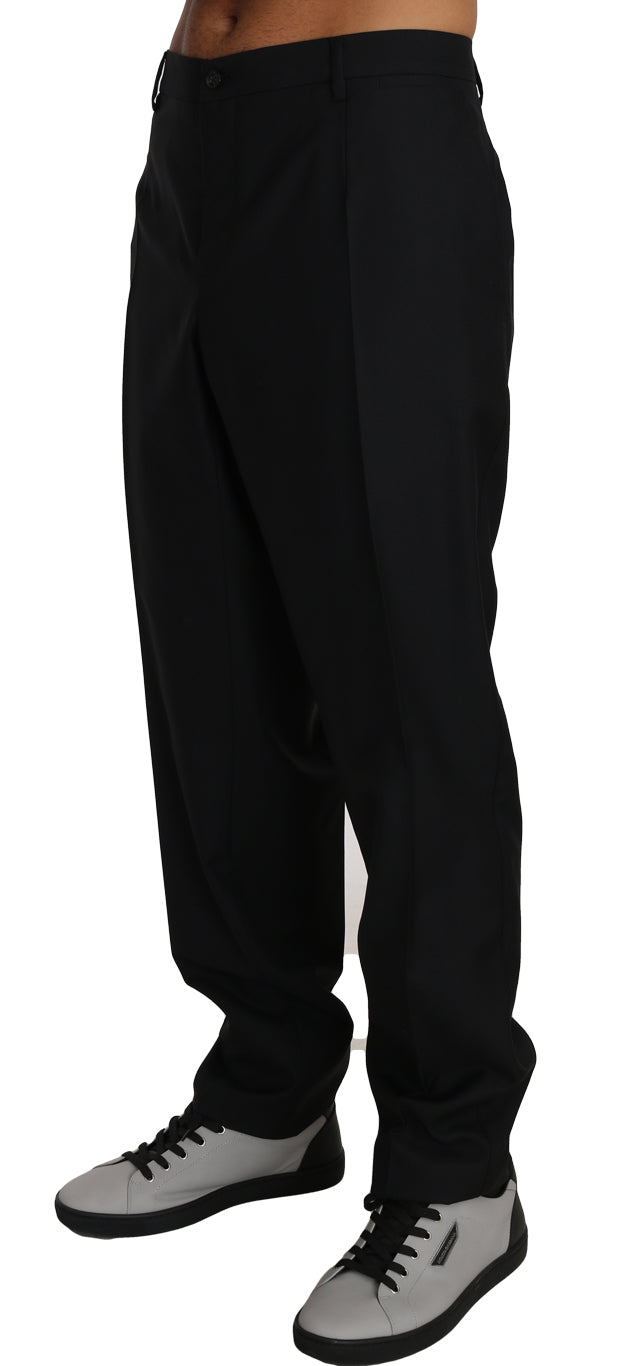 Black Wool Silk Formal Dress Trousers