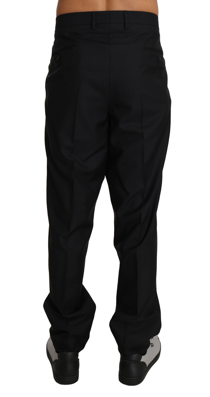 Black Wool Silk Formal Dress Trousers